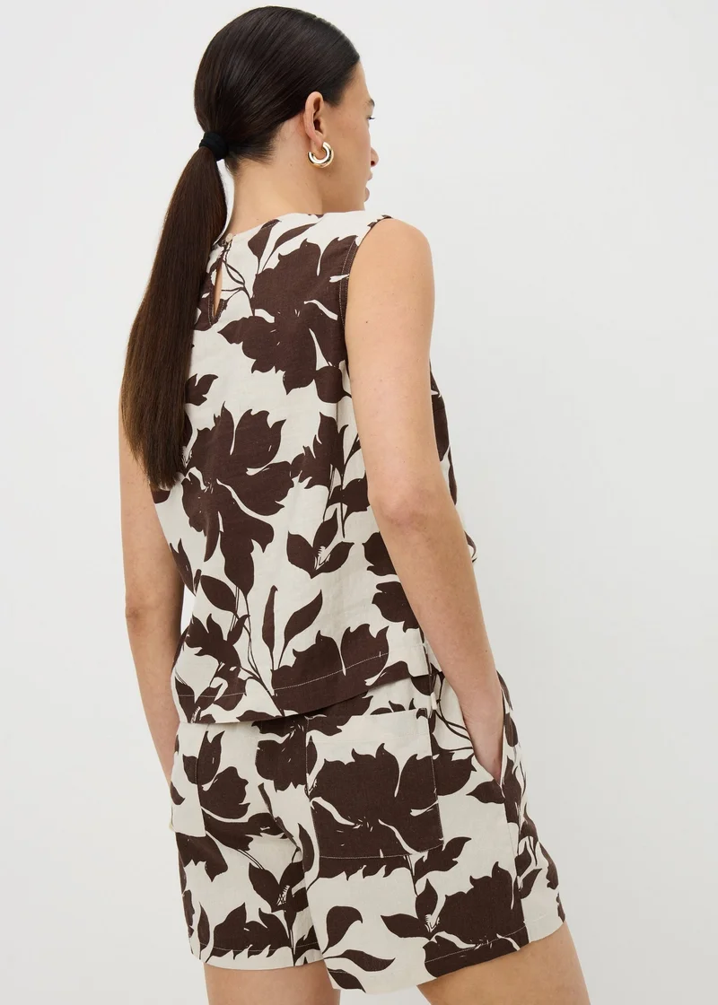 Matalan Brown Chocolate Brown Floral Linen Co Ord Shorts for Women | Best Price UAE